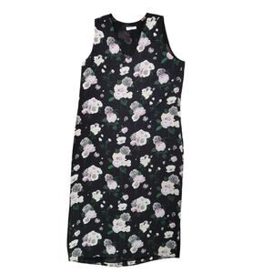Equipment Dress Size Large Connery Silk Floral Sleeveless Midi Black V neck Slit